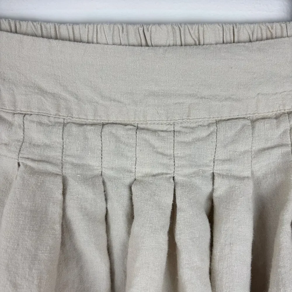 Free People Beige Linen Blend Mini Skirt Medium